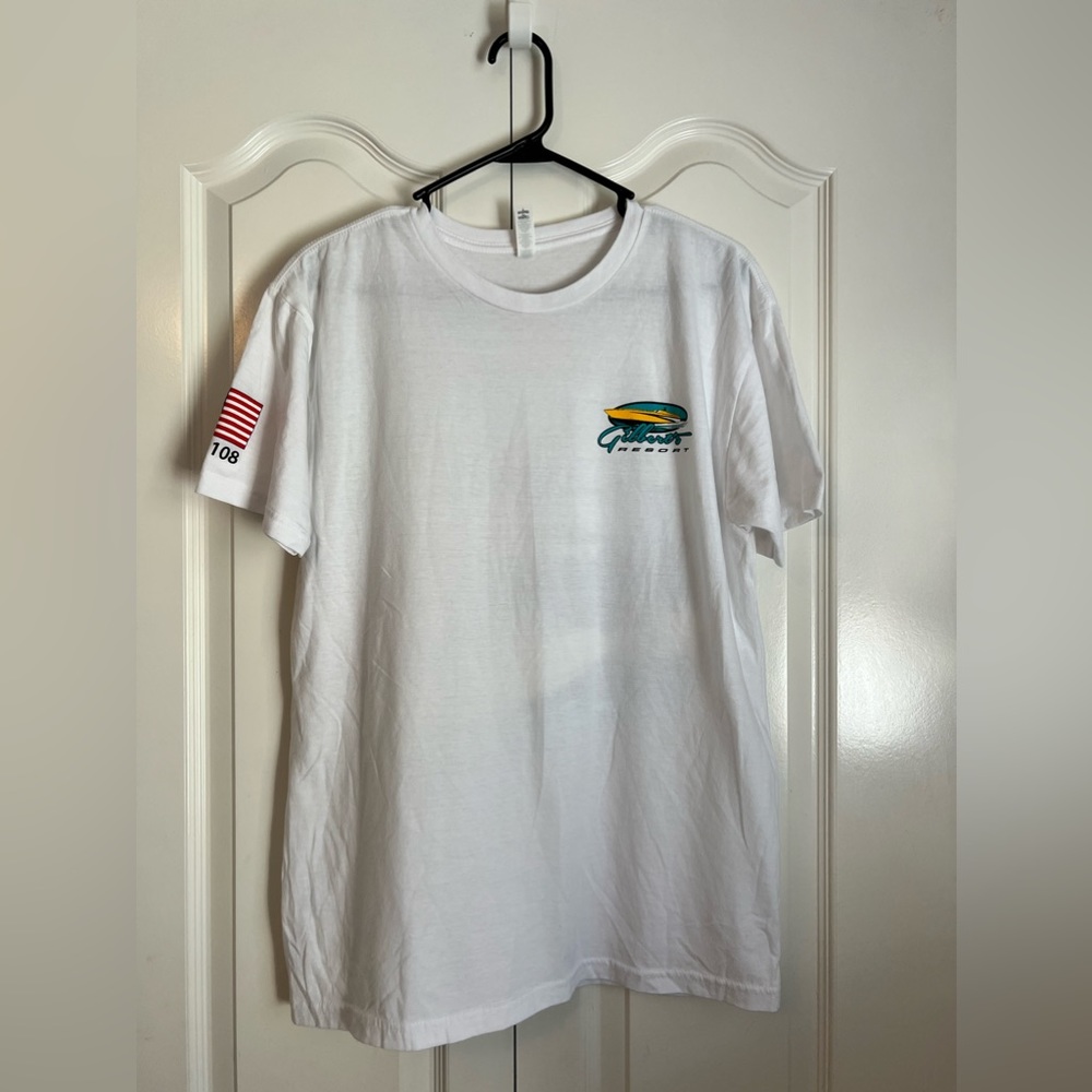Next Level apparel Short Sleeve White Tee Size Large Gilbert’s Resort Key Largo